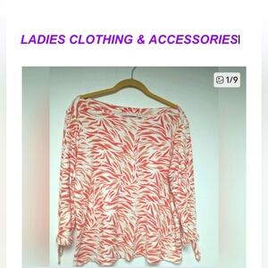 Top. Rafaella. Top. Large. Hot pinks,   ivory and cream zebra print.